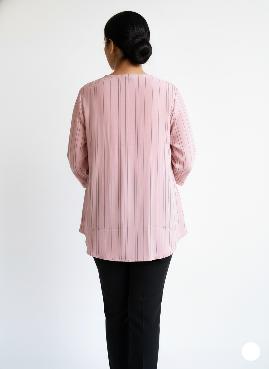 3 Button Tunic Top Pink