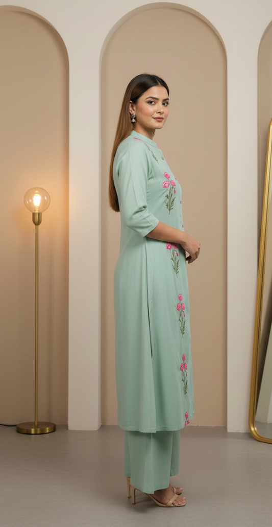 Embroidered Coord Set - Pista