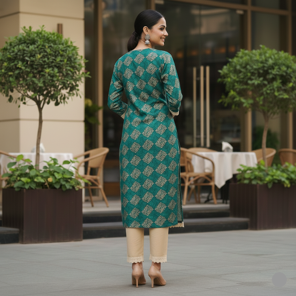 Kurti Set - Peacock Green