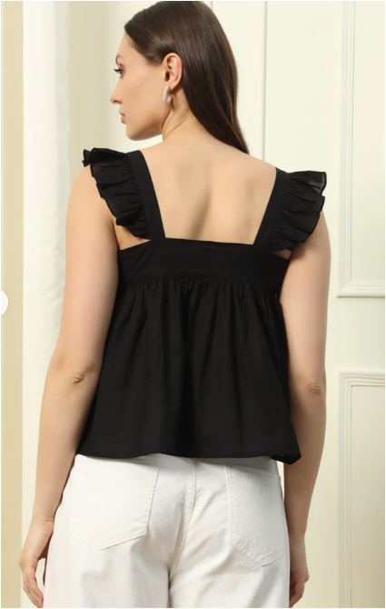 Black Embroidered Top