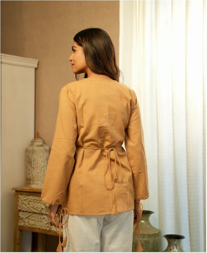 Button Tunic Top with Tussles Blue