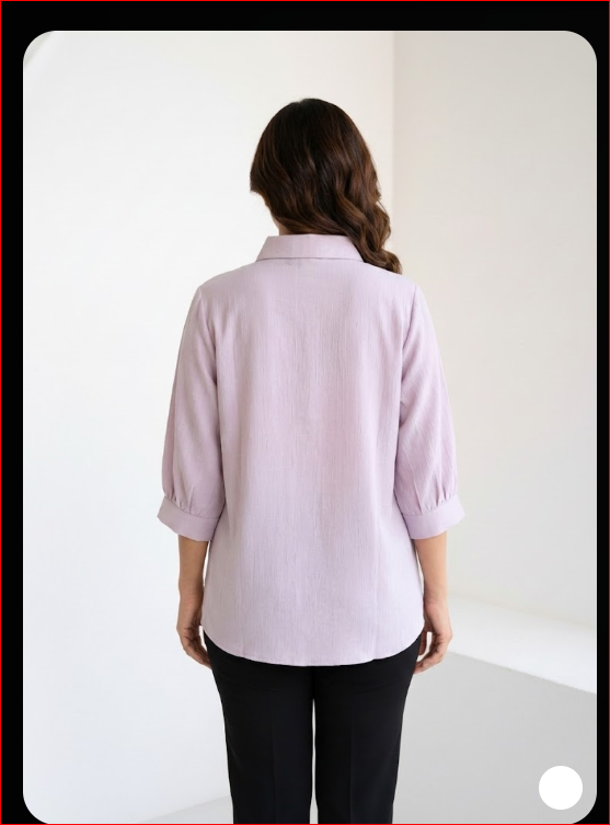 Textured Crepe Flower  Shirt - Pastel Lavender