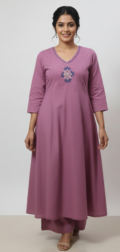 Coord Set - Embroidered Pink