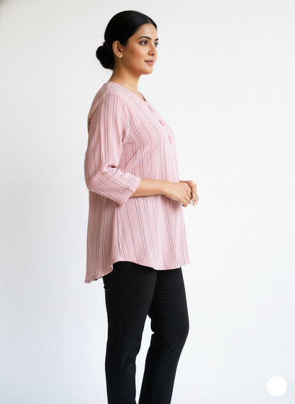 3 Button Tunic Top Pink