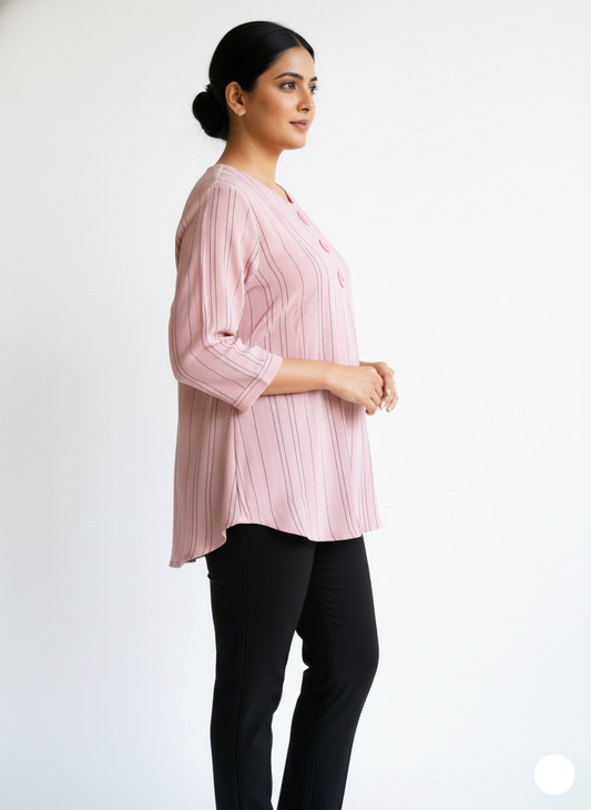 3 Button Tunic Top Pink