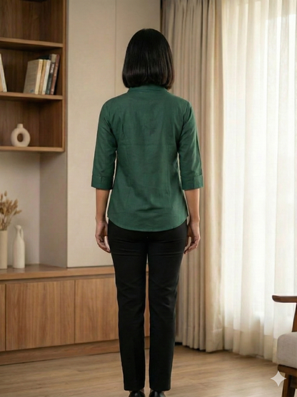 Cotton Shirt - Dark green