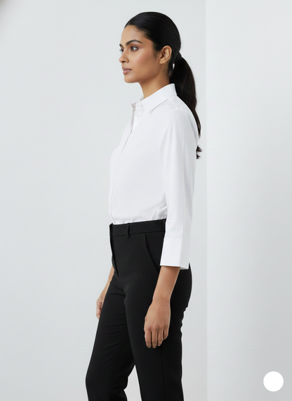 Poly Satin Shirt - White