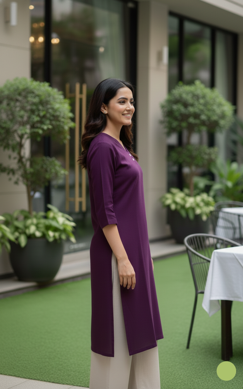 Long Kurta - Wine Purple