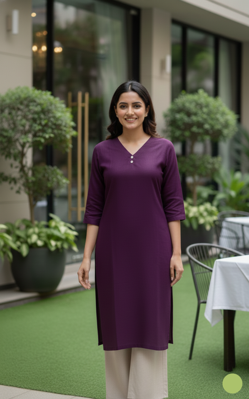 Long Kurta - Wine Purple