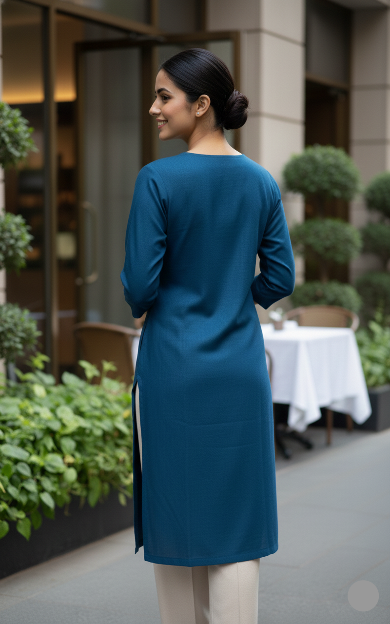 Long Kurta - Peacock Blue
