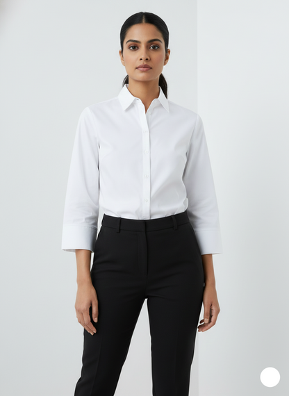 Poly Satin Shirt - White