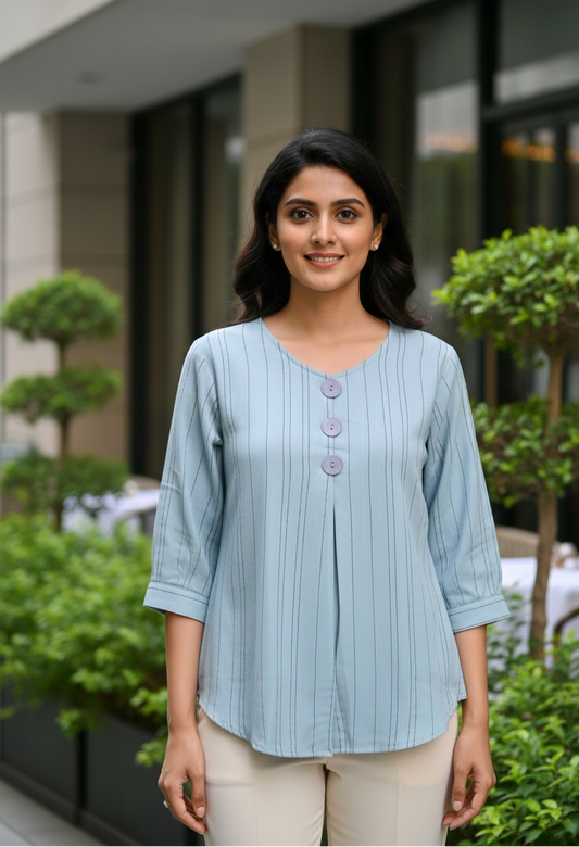 3 Button Tunic - Sky Blue