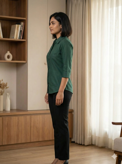 Cotton Shirt - Dark green