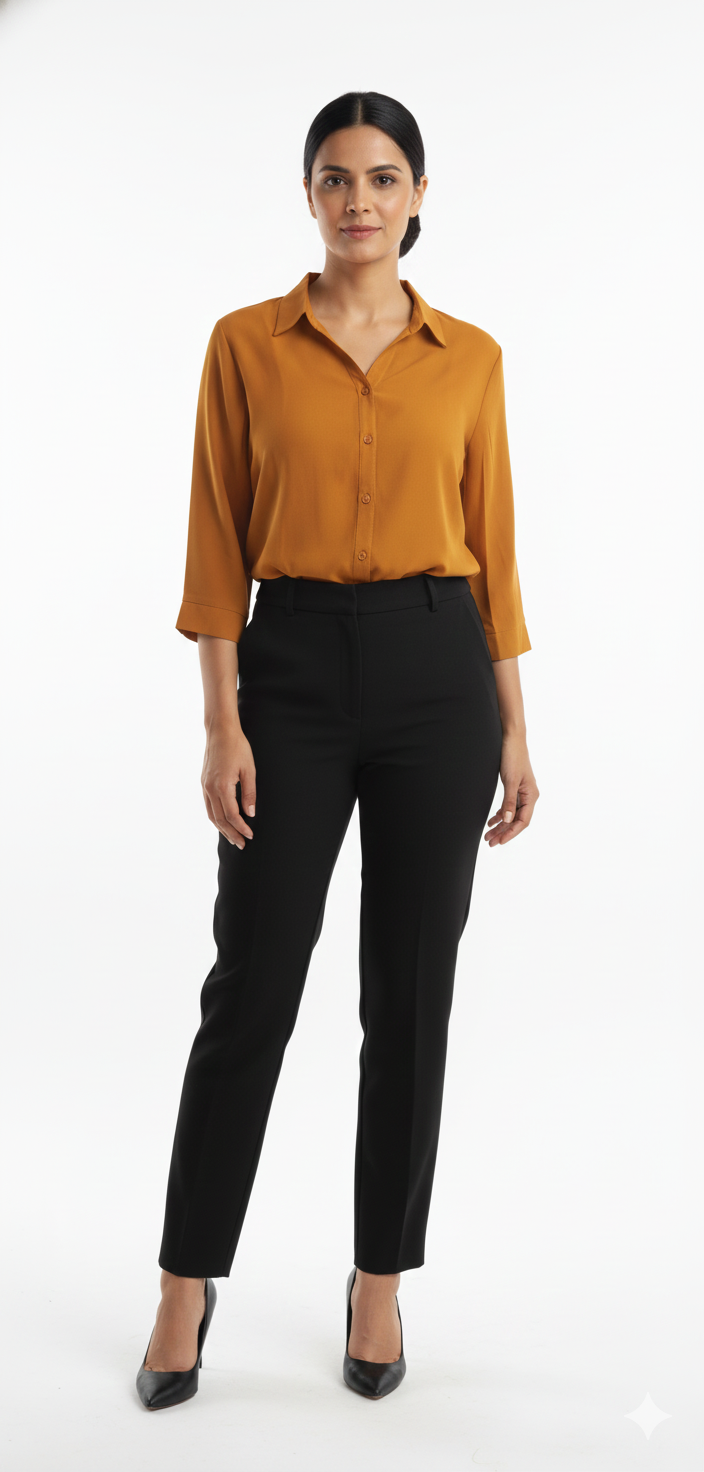 Poly Satin Shirt - Warm Caramel Brown