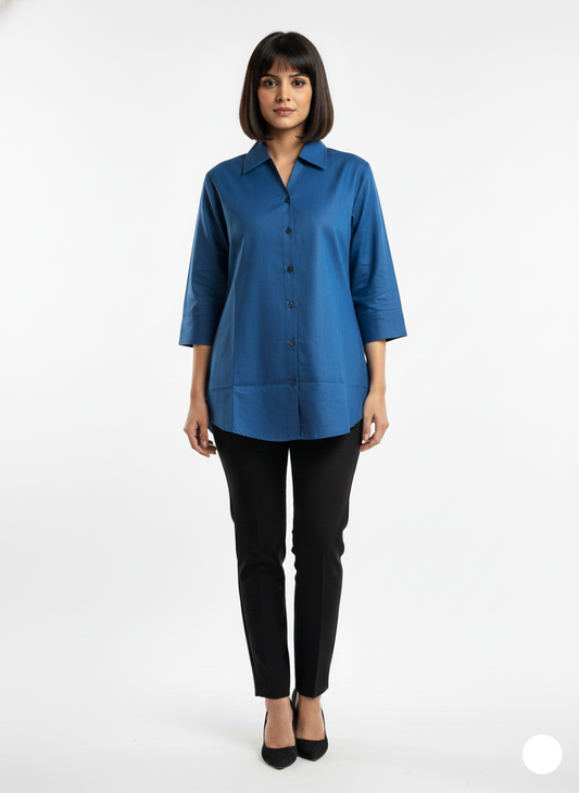 Cotton Shirt - Dark Blue