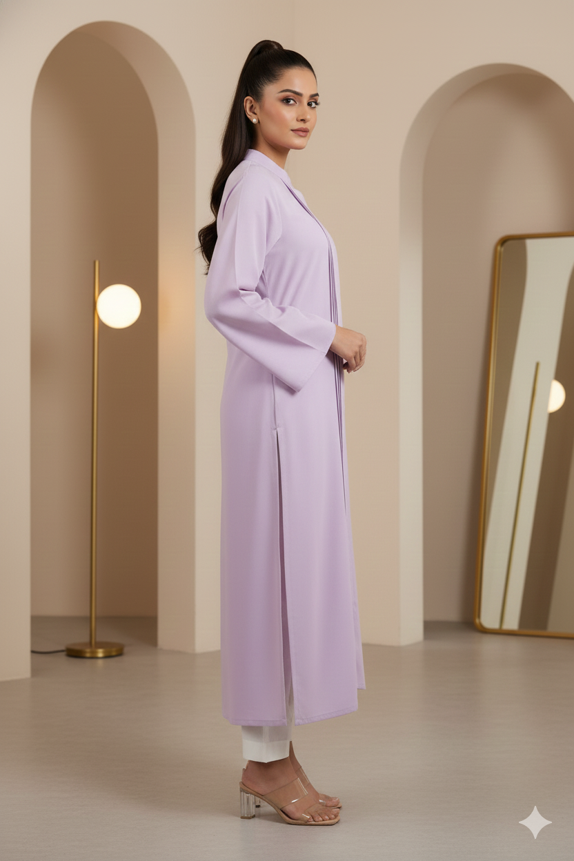 Pleated Long Kurta - Lavender