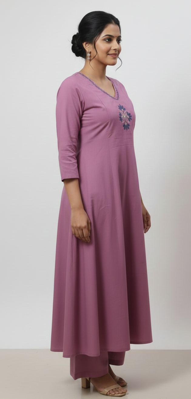 Coord Set - Embroidered Pink