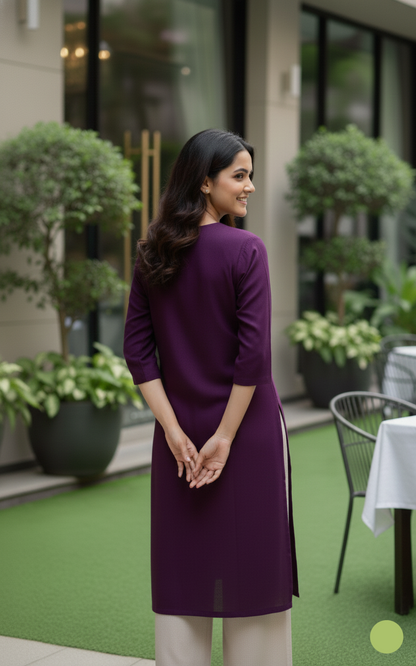 Long Kurta - Wine Purple