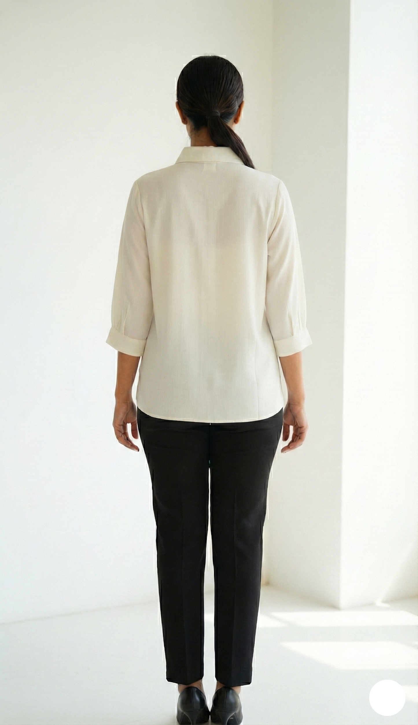 Textured Crepe Flower Shirt - Ivory White