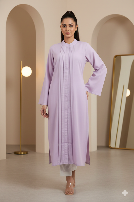 Pleated Long Kurta - Lavender