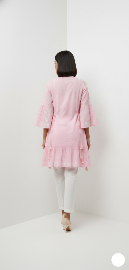 Long Embroidered Kurti - Pink