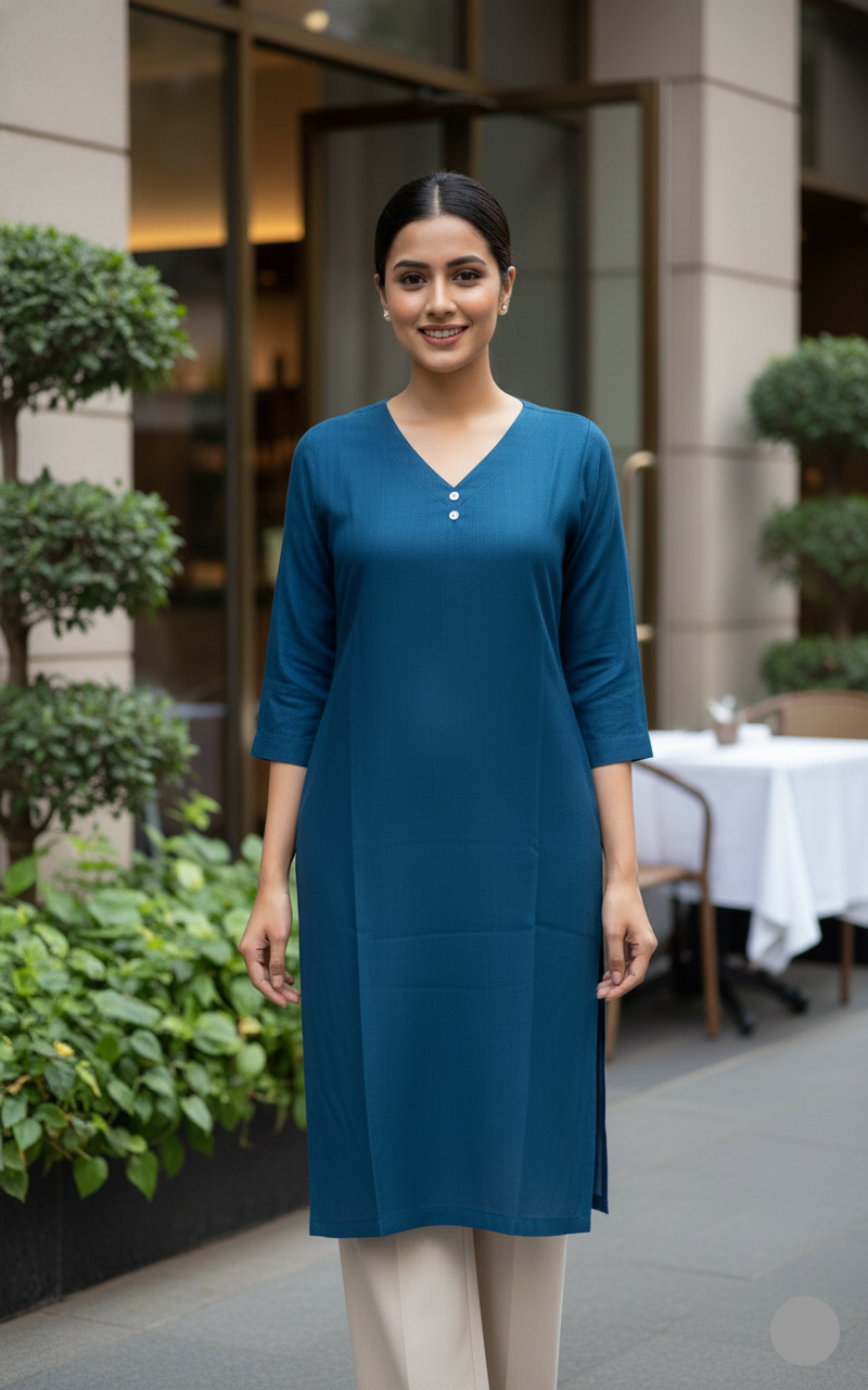 Long Kurta - Peacock Blue