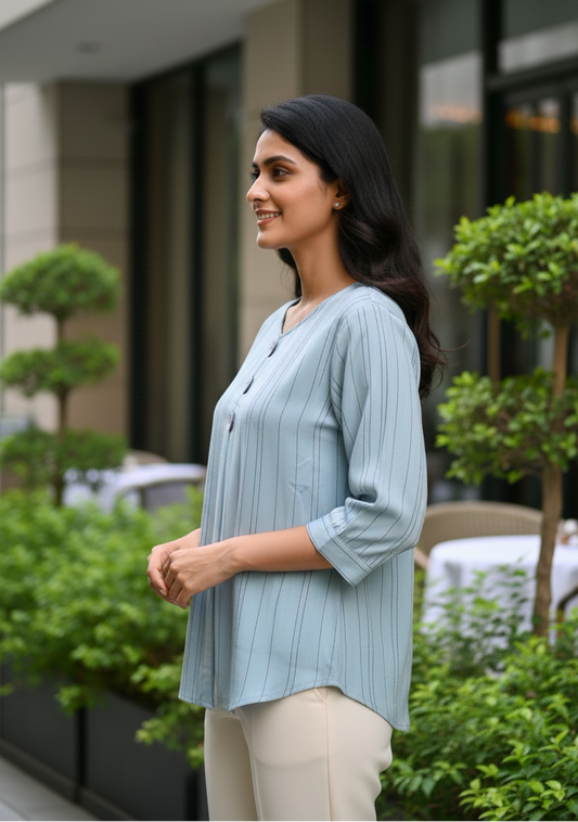 3 Button Tunic - Sky Blue