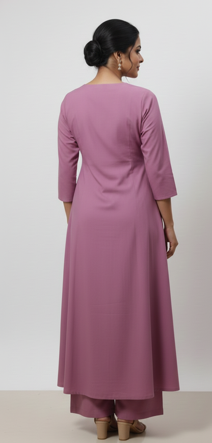 Coord Set - Embroidered Pink