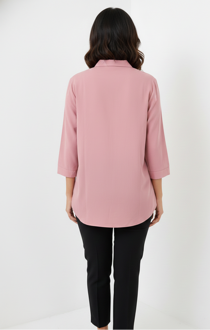 Poly Satin Shirt - Muted Blush Pink