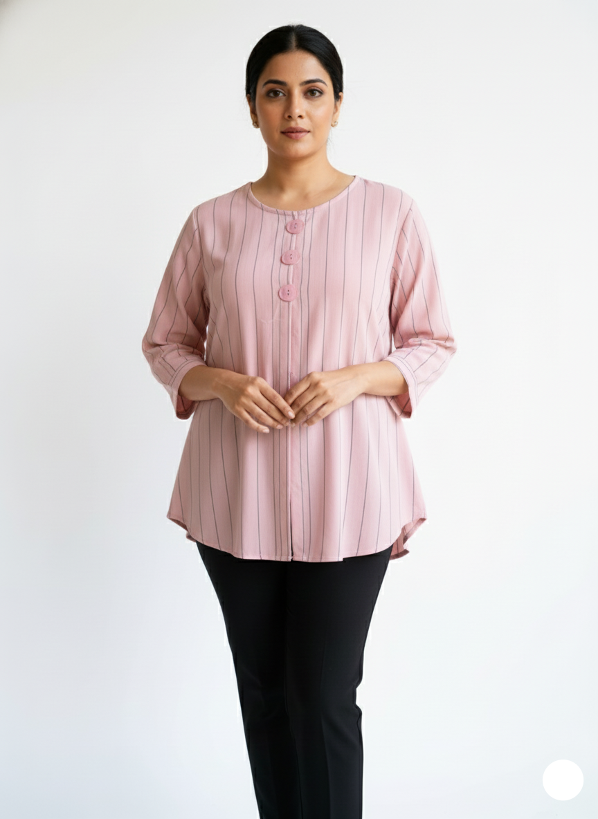 3 Button Tunic Top Pink
