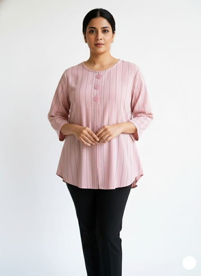 3 Button Tunic Top Pink