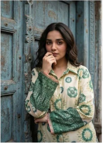 Sage Green on Soft Cream Base Gucci Silk Shirt