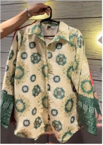 Sage Green on Soft Cream Base Gucci Silk Shirt